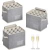Lifewit 2 Pcs Champagne Flute Storage Box with Dividers, Stackable Cationic Hard Shell Stemware Containers with 12 Cells, Foldable Dustproof Glassware Organizer Case for Moving, Light Grey(3)