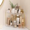 Lifewit 2-Tier Corner Bathroom Counter Organizer, Plastic Makeup Skincare Organizers Storage Countertop, Sink Vanity Trays Perfume, Cosmetic Shelf in Bedroom, Dresser, Kitchen (Clear)(Clear)
