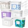 Lifewit 3+1 Laundry Pods Container & Dryer Sheet Holder, Large Powder Detergent Dispenser Storage Jars, Laundry Room Containers for Scent Booster Beads with Pop up Lids, Labels and Scoop(6)