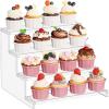 Lifewit 4 Tier Clear Display Stand Risers, 12 Inch Display Shelf for Cupcake, Perfumes, Desserts, Figurines, Tool-free Assembly, Organizer and Decor for Bedroom, Bathroom, Party, 1 Pack(12inch  1Pack)