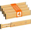 Lifewit 6 Pack Bamboo Drawer Dividers 2.4″ High, 17.5-22″ Kitchen Drawer Organizers, Adjustable Wooden Drawer Dividers for Clothes, Expandable Drawer Separators for Dresser, Bedroom, Bathroom, Cabinet(4)