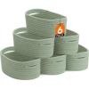 Lifewit 6 Pack Woven Baskets for Storage, Cotton Rope Baskets Cube Storage Bins, Cute Small Shelf Baskets for Organizing, Round Storage Box Caddy for Closet, Living Room, Bedroom, Playroom, White(Green)