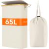 Lifewit 65L Slim Laundry Hamper with Lid, Narrow Laundry Basket with Removable Bag & Bamboo Handles, Fodable Thin Dirty Clothes Hamper for Laundry Collapsible Bin for Bathroom Bedroom Dorm, Dark Gray(White)