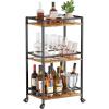 Lifewit Bar Cart for The Home, 3 Tier Small Rolling Wine Cart, Drink Serving Cart with Lockable Wheels, Mini Liquor Utility Cart for Kitchen Dining Living Room, 17″ x 11.8″ x 32.1″, Gold(Black)