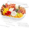 Lifewit Chilled Serving Tray for Parties, 15” Divided Shrimp Cocktail Serving Dish with Lid, Plastic Taco Bar Platter, Ice Serving Bowl for Veggie, Fruit, Salad, Mimosa Bar Supplies in Party/Buffet