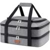 Lifewit Double Decker Casserole Carrier for Hot and Cold Food, Insulated Casserole Dish Carrier Carrying Case with Tool Room, Thermal Bag for Potluck Parties Cookouts Fits 9″×13″ Baking Dish, Gray(Gray)