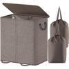 Lifewit Double Laundry Hamper with Lid and Removable Laundry Bags, Large Collapsible 2 Dividers Dirty Clothes Basket with Handles for Bedroom, Laundry Room, Closet, Bathroom, College, 136L Gray(Brown)