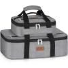 Lifewit Duo Insulated Casserole Carrier for Hot or Cold Food, Lasagna Holder 2 Compartments, Thermal Lunch Tote for Potluck Parties Cookouts, Fits 9″x13″ Casserole Dish, Gray(Gray)