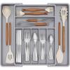 Lifewit Expandable Silverware Drawer Organizer, 16.7 inches Deep Adjustable Utensil Cutlery Tray for kitchen, Plastic Flatware Spoon Fork Knives Holder Storage Divider, 7 Compartment, 1 Pack, White(Gray)