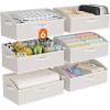 Lifewit Extra Large Trapezoid Closet Storage Bins for Shelf, 6 Packs Non-woven Fabric Closet Organizer Baskets with Handles, Foldable Clothes Containers Boxes for Clothing, Book, Purse Light Gray(White)