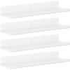 Lifewit Floating Shelves for Wall, 6 Pack 15″ Clear Acrylic Shelf Room Decor for Book/Figures/Photo/Makeup in Bathroom, Book Shelf, Living Room, Bedroom, Kitchen Storage and Organization(White)