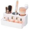Lifewit Hair Tool Organizer, Removable Hair Dryer Holder Countertop, Acrylic Hot Tools Organizer with 3 Stainless Cups for Curling Iron, Straightener, Hairbrush, Makeup Accessories in Bathroom, White(White)