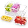 Lifewit Ice Chilled Condiment Caddy with 5x 20oz(2.5 cup) Containers, 15.3″ Condiment Server with Separate Lids, Serving Tray Platter with Removable Dishes for Bar, Fruit, Salad, Taco, Party Garnish(1)