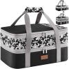 Lifewit Insulated Double Casserole Carrier Thermal Lunch Tote for Potluck Parties, Picnic, Beach, Fits 9 x 13 Inches Casserole Dish, Expandable by Mid Zipper, Grey(Black-Flowers)