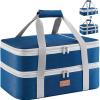 Lifewit Insulated Double Casserole Carrier Thermal Lunch Tote for Potluck Parties, Picnic, Beach, Fits 9 x 13 Inches Casserole Dish, Expandable by Mid Zipper, Grey(Pure Blue)