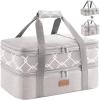 Lifewit Insulated Double Casserole Carrier Thermal Lunch Tote for Potluck Parties, Picnic, Beach, Fits 9 x 13 Inches Casserole Dish, Expandable by Mid Zipper, Grey(Grey-geometric)
