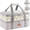 Lifewit Insulated Double Casserole Carrier Thermal Lunch Tote for Potluck Parties, Picnic, Beach, Fits 9 x 13 Inches Casserole Dish, Expandable by Mid Zipper, Grey(Grey-Flowers)