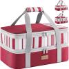 Lifewit Insulated Double Casserole Carrier Thermal Lunch Tote for Potluck Parties, Picnic, Beach, Fits 9 x 13 Inches Casserole Dish, Expandable by Mid Zipper, Grey(Red)