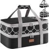 Lifewit Insulated Double Casserole Carrier Thermal Lunch Tote for Potluck Parties, Picnic, Beach, Fits 9 x 13 Inches Casserole Dish, Expandable by Mid Zipper, Grey(Black-Geometric)