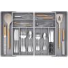 Lifewit Large Silverware Drawer Organizer, Expandable From 21 to 36 Inches, BPA Free Plastic Utensil Tray for Kitchen, Adjustable Flatware and Cutlery Holder for Spoons Forks Knives, Black(Gray)