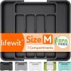 Lifewit Large Silverware Drawer Organizer, Expandable Utensil Tray for Kitchen, BPA Free Flatware and Cutlery Holder, Adjustable Plastic Storage for Spoons Forks Knives, Large, Black(Black)