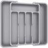 Lifewit Large Silverware Drawer Organizer, Expandable Utensil Tray for Kitchen, BPA Free Flatware and Cutlery Holder, Adjustable Plastic Storage for Spoons Forks Knives, Large, Black(Gray)