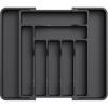 Lifewit Large Silverware Drawer Organizer, Plastic Cooking Utensil Tray for Kitchen, Expandable From 21 to 36 Inches, Adjustable Flatware Cutlery Spoon Fork Knife Spatula Gadgets Holder, Black(Black)