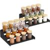 Lifewit Plastic 2 Pack 3-Tier Spice Rack, Clear Spice Organization for Cabinet, Counter, Organizer Shelf for Condiment, Seasoning, Syrup, Liquor, Medicine and Perfume for Kitchen, Pantry, Bar, Bath(Black)