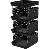 Lifewit Plastic Stackable Storage Baskets, 4 Tier Stacking Bins 13.8″D x 11.8″W x 28.3″H, Large Capacity Multi-Functional Containers Shelves for Pantry, Playroom, Kitchen and Bedroom, 1 Pack, White(Black)