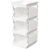 Lifewit Plastic Stackable Storage Baskets, 4 Tier Stacking Bins 13.8″D x 11.8″W x 28.3″H, Large Capacity Multi-Functional Containers Shelves for Pantry, Playroom, Kitchen and Bedroom, 1 Pack, White(White)