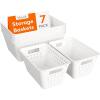Lifewit Plastic Storage Basket, 7 Pack Stackable Storage Bins for Organizing, Multi Size Open Containers for Shelving, Pantry, Office and Cabinet, 5 Large and 2 Small Size, Black(White)