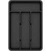 Lifewit Silverware Drawer Organizer Tray, Plastic Cutlery Storage for Kitchen Drawer, Flatware and Utensil Holder Divider for Spoons Forks Knives Tableware, 5 Compartment, Black(Black)