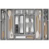 Lifewit Silverware Organizer, Plastic Kitchen Utensil Drawer Tray, Cutlery Flatware Storage Holder for Spoons Forks Knives, 20 x 16 Inches, 8 Compartment, Gray(32.1 x 16.5 x 2 IN)