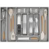 Lifewit Silverware Organizer, Plastic Kitchen Utensil Drawer Tray, Cutlery Flatware Storage Holder for Spoons Forks Knives, 20 x 16 Inches, 8 Compartment, Gray(28.2 x 16.5 x 2 IN)