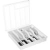 Lifewit Silverware Organizer with Lid, Covered Utensil Tray for Kitchen Drawer and Countertop, Plastic Cutlery and Flatware Storage Box for Spoons Forks Knives Holder Case, 6 Compartments, Black(White)