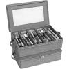 Lifewit Silverware Storage Box, Covered Flatware Organizer with Zipper Lid, 5 Compartment Cutlery Case with Adjustable Divider and Handle, Utensil Container for Spoon Fork Knives, Gray, 1 Pack(2)