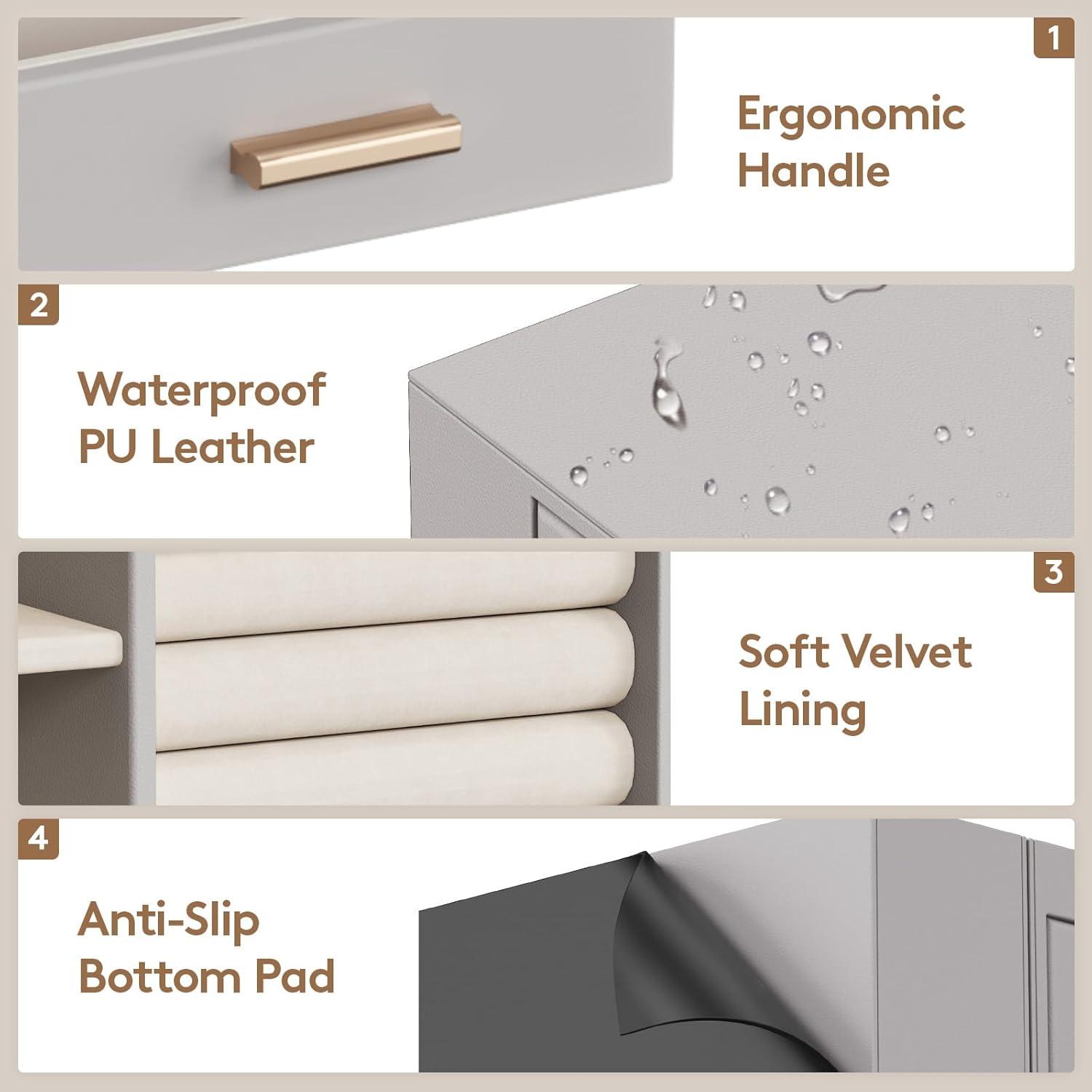 imageLifewit Jewelry Box 360 Rotating Large Adjustable Angle Mirror Jewelry Storage Case with 6 Drawers Open Design Jewelry Organizer for Ring Necklace Earring Bracelet Great Gift Creamy WhiteLight Gray