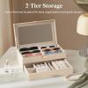 Lifewit 2-layer Jewelry Box for 6 Slots Sunglasses Organizer, Storage for Bracelet, Necklace, ring, Multiple Eyeglasses Display Case for Women Girl, Gift Idea, Creamy White(Creamy White)