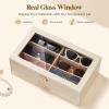 Lifewit 2-layer Jewelry Box for 6 Slots Sunglasses Organizer, Storage for Bracelet, Necklace, ring, Multiple Eyeglasses Display Case for Women Girl, Gift Idea, Creamy White(Creamy White)