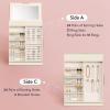 Lifewit 360° Rotating Jewelry Box, Top Magnetic Box wth Mirror, 2 Sides Plus 2 Large Drawers, Jewelry Organizer and Storage Case for Ring Necklace Earring Bracelet, Gift Idea, Creamy White(Creamy White)