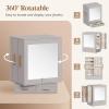 Lifewit Jewelry Box 360° Rotating, Large Adjustable Angle Mirror, Jewelry Storage Case with 6 Drawers, Open Design, Jewelry Organizer for Ring Necklace Earring Bracelet, Great Gift, Creamy White(Light Gray)