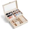 Lifewit 2-layer Jewelry Box for 6 Slots Sunglasses Organizer, Storage for Bracelet, Necklace, ring, Multiple Eyeglasses Display Case for Women Girl, Gift Idea, Creamy White(Creamy White)