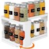 Lifewit Spice Rack Organizer for Cabinet, Slide & Rotate Spice Organizer, Double 3-tier Adjustable Shelves with Fence & Non-Skid Pad, Seasoning Medicine Organization, 9.2″ H x 6.1″ W x 11.4″ D, White