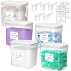 Lifewit 3 Pack Laundry Pods container with Labels and Measuring Scoops, Three 0.72 Gal/92 Oz Laundry Powder Containers with Press-and-Pop Lid, Laundry Room Organization and Storage for Booster Beads(5)