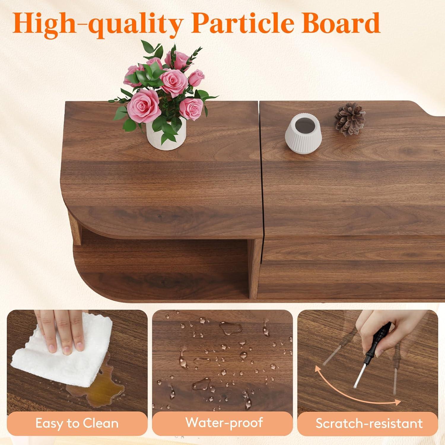 imageLifewit Floating TV Stand for up to 50quot TV Wall Mounted Entertainment Center with Power Outlets and USB Ports Large Storage Space with Sliding Tabletop Open Shelves WhiteWalnut