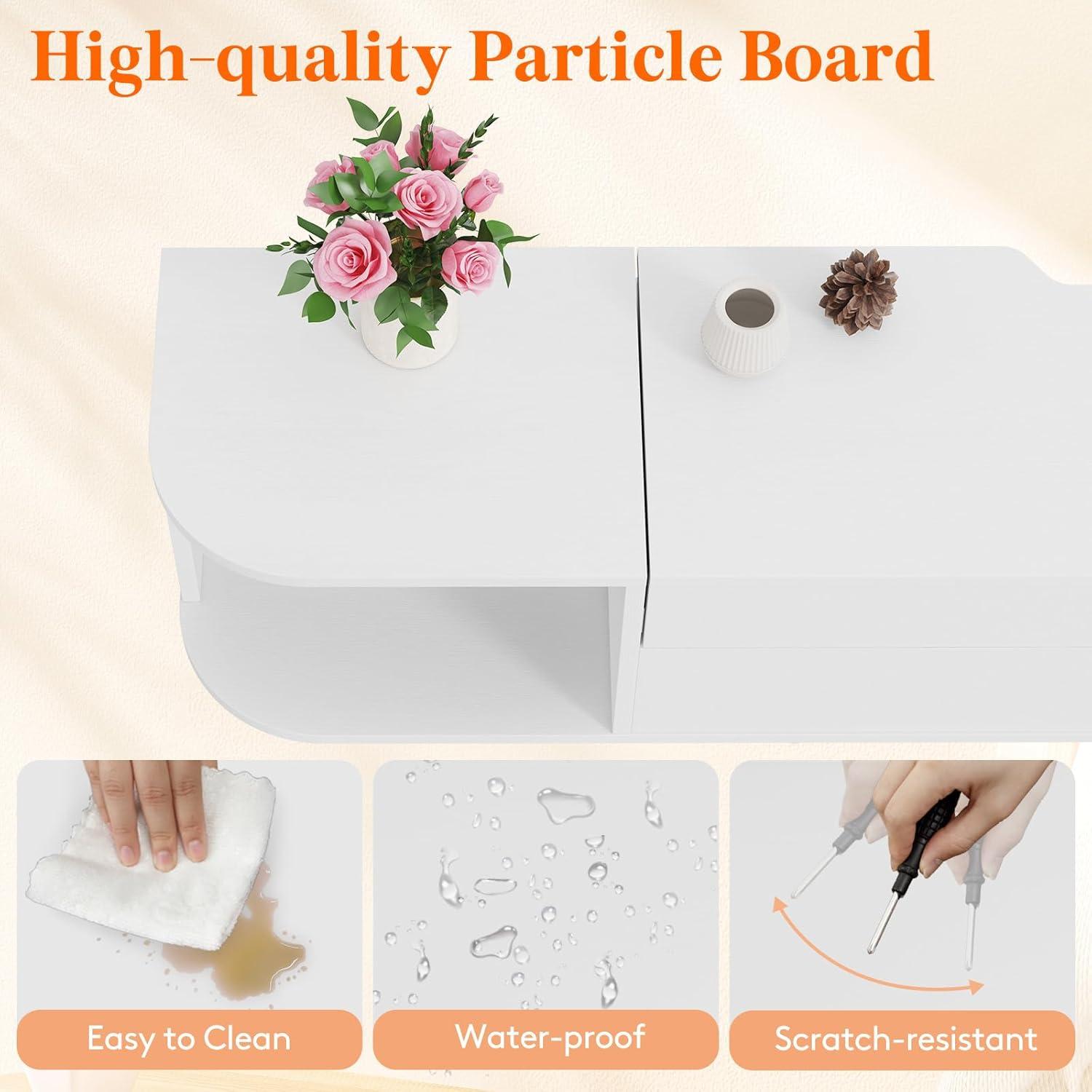 imageLifewit Floating TV Stand for up to 50quot TV Wall Mounted Entertainment Center with Power Outlets and USB Ports Large Storage Space with Sliding Tabletop Open Shelves WhiteWhite