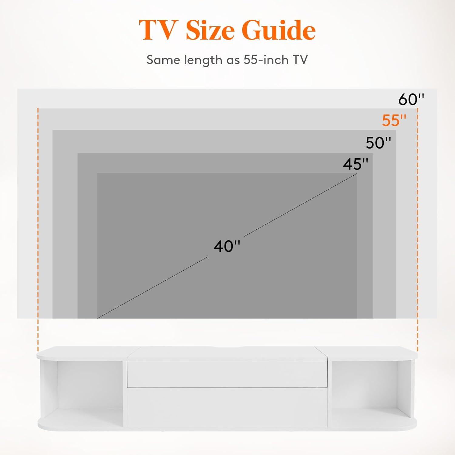 imageLifewit Floating TV Stand for up to 50quot TV Wall Mounted Entertainment Center with Power Outlets and USB Ports Large Storage Space with Sliding Tabletop Open Shelves WhiteWhite