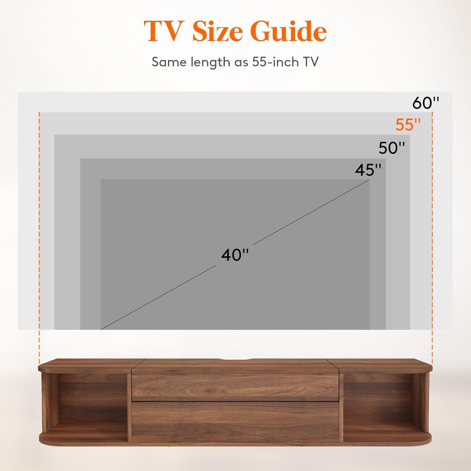 imageLifewit Floating TV Stand for up to 50quot TV Wall Mounted Entertainment Center with Power Outlets and USB Ports Large Storage Space with Sliding Tabletop Open Shelves WhiteWalnut