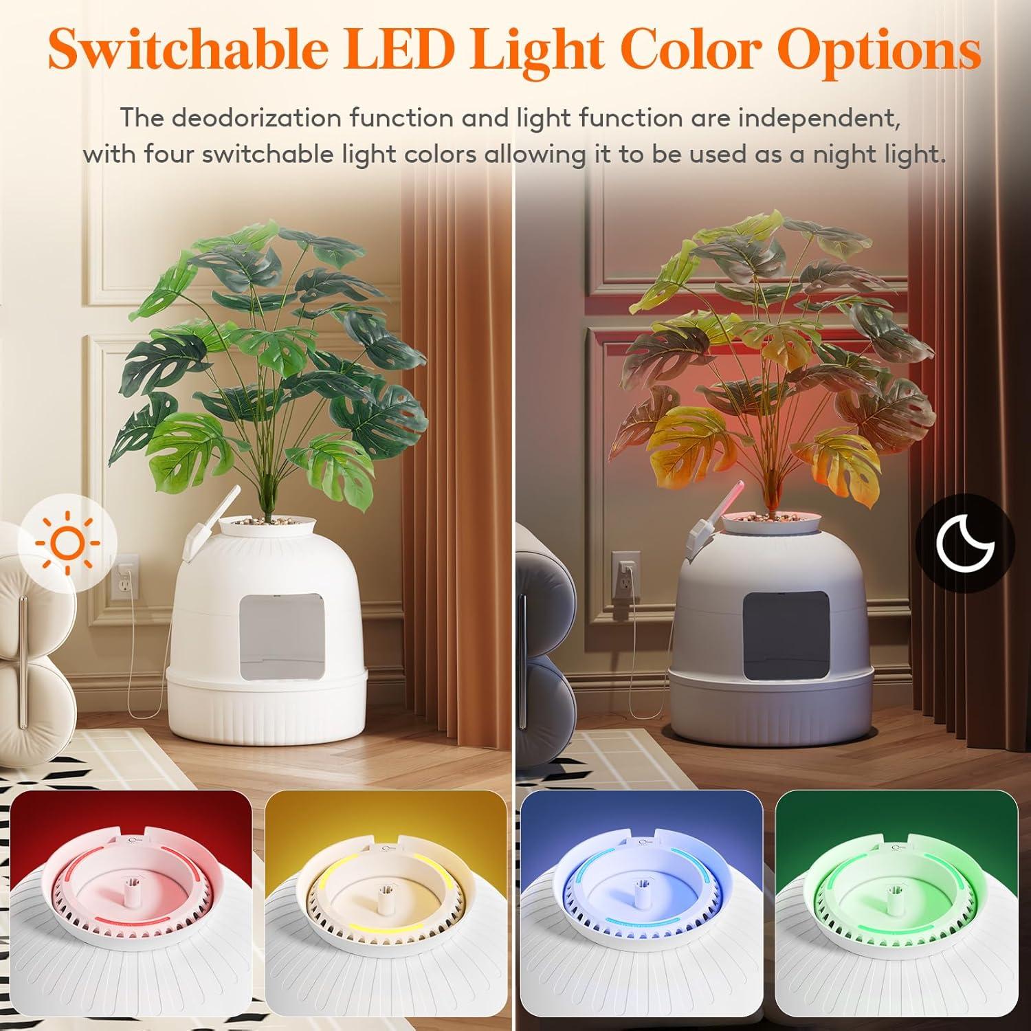 imageLifewit Litter Box Cat with Faux Plant ampamp Scoop Hidden Enclosure Litter Tray with Odor Control ampamp Carbon Filter in Living Room Bedroom Corner BlackWhite