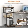 Lifewit 4 Tier Printer Stand with 3 Power Outlets, Wheels and Adjustable Storage Shelf for Home Office, Rolling Printer Cart for Shredder, Scanner, Fax, Rustic Brown(Rustic Brown)